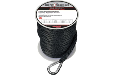 Image of Extreme Max Boattector Solid Braid Mfp Anchor Line With Thimble - 3/8in x 100ft, Black, 3006.2057