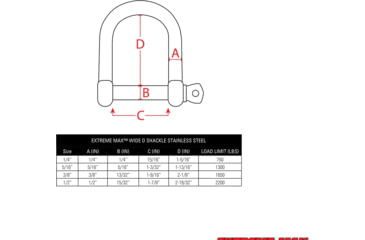 Image of Extreme Max Boattector Stainless Steel Wide D Shackle, 5/16in, 3006.8228