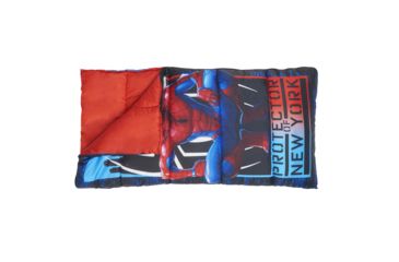 Image of Exxel Outdoors Marvel Spiderman Sleeping Bag, Blue/Red, 28 in X 56 in, M-217120SPD