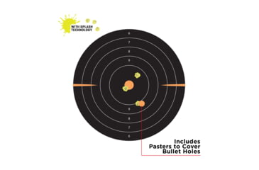 Image of EZ-Aim Allen Adhesive Paper Splash Shooting Targets Bullseye 12in Square Black/Orange 100/ct, 15305