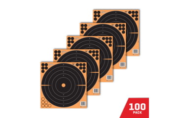 Image of EZ-Aim Allen Adhesive Paper Splash Shooting Targets Bullseye 12in Square Black/Orange 100/ct, 15305