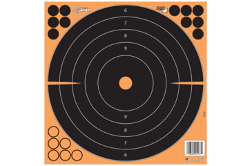 Image of EZ-Aim Allen Adhesive Paper Splash Shooting Targets Bullseye 12in Square Black/Orange 100/ct, 15305