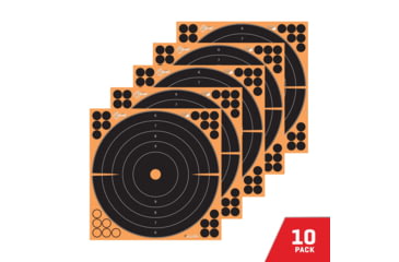 Image of EZ-Aim Allen Splash Reactive Adhesive Paper Bullseye Shooting Targets, 12x12in, 10-Pack, Black/Orange, 15317-10