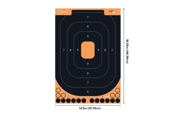 Image of EZ-Aim Allen Splash Reactive Adhesive Paper Shooting Targets, Silhoutte Trainer, 12.5 x 18.25in, 25-Pack, Black/Orange, 15501-25