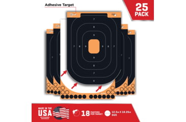 Image of EZ-Aim Allen Splash Reactive Adhesive Paper Shooting Targets, Silhoutte Trainer, 12.5 x 18.25in, 25-Pack, Black/Orange, 15501-25