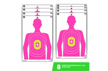 Image of EZ-Aim EZ Aim Fun In The Pink Silhouette Paper Shooting Target, 12in x 18in, 8-Pack, Pink, 15646