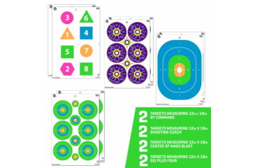 Image of EZ-Aim Fun Group Paper Shooting Targets, 12inW x 18inH, 8-Targets, Multi, 15643