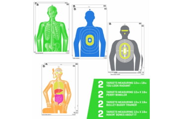 Image of EZ-Aim Fun Imposing Figures Paper Shooting Target Assortment, 12inW x 18inH, 8-Pack, Multi, 15645
