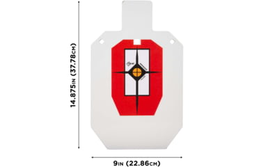 Image of EZ-Aim Hardrock AR500 IPSC Silhouette Shooting Target, White/Red/Black, 14.875 in x 9 in, 15371