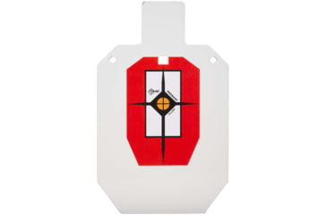 Image of EZ-Aim Hardrock AR500 IPSC Silhouette Shooting Target, White/Red/Black, 14.875 in x 9 in, 15371