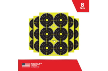 Image of EZ-Aim Non-Adhesive Paper Splash Shooting Targets, 6 Spot Bullseyes, 8-Pack, Black/Chartreuse, 12 in x 18 in, 15355