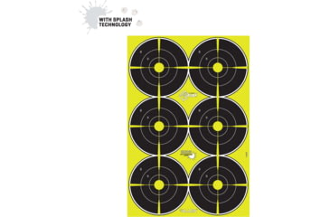 Image of EZ-Aim Non-Adhesive Paper Splash Shooting Targets, 6 Spot Bullseyes, 8-Pack, Black/Chartreuse, 12 in x 18 in, 15355
