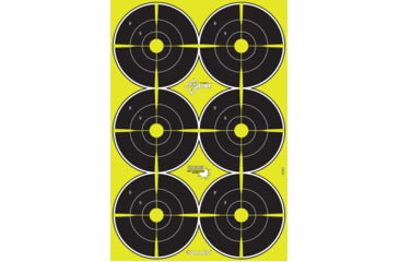 Image of EZ-Aim Non-Adhesive Paper Splash Shooting Targets, 6 Spot Bullseyes, 8-Pack, Black/Chartreuse, 12 in x 18 in, 15355