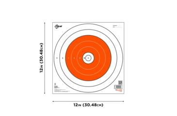 Image of EZ-Aim Paper Shooting Target, Bullseye, 12in Square, Orange/White, 15496