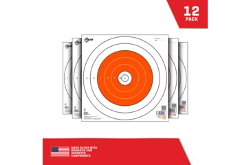 Image of EZ-Aim Paper Shooting Target, Bullseye, 12in Square, Orange/White, 15496
