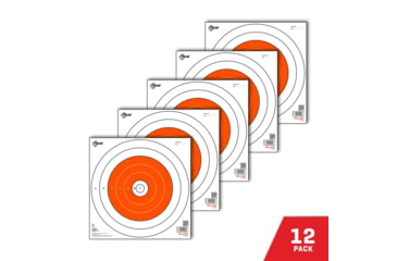 Image of EZ-Aim Paper Shooting Target, Bullseye, 12in Square, Orange/White, 15496