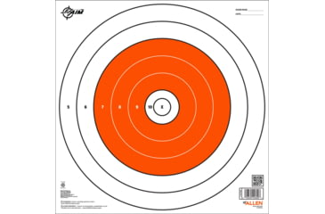Image of EZ-Aim Paper Shooting Target, Bullseye, 12in Square, Orange/White, 15496