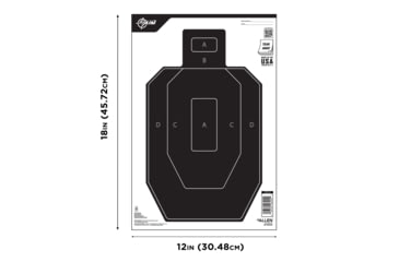 Image of EZ-Aim Paper Shooting Targets, IPSC Silhouette, Peel Away Target Pad, 12inW x 18inH, 50-Pack, Black/White, 15551-50