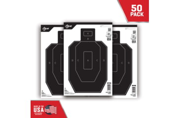 Image of EZ-Aim Paper Shooting Targets, IPSC Silhouette, Peel Away Target Pad, 12inW x 18inH, 50-Pack, Black/White, 15551-50