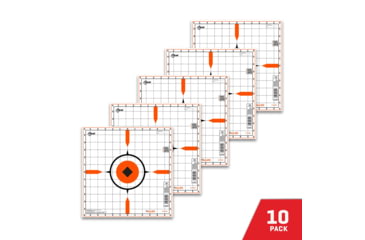 Image of EZ-Aim Rigid Paper Shooting Targets, Sight-In Grid, 10-Targets Per Pack, Orange/White, 15576