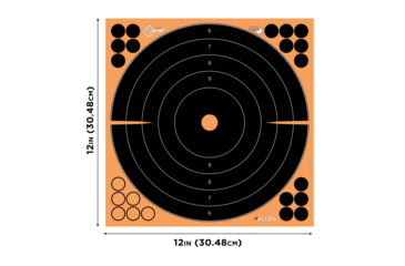 Image of EZ-Aim Splash Reactive Adhesive Paper Shooting Targets, Bullseye, 12in Square, 3-Targets Per Pack, Black/Orange, 15580