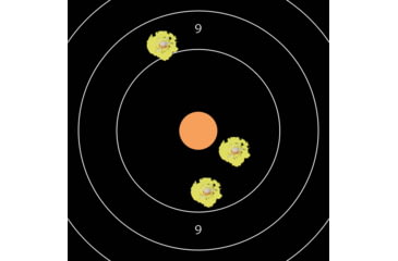 Image of EZ-Aim Splash Reactive Adhesive Paper Shooting Targets, Bullseye, 12in Square, 3-Targets Per Pack, Black/Orange, 15580