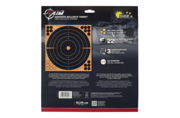Image of EZ-Aim Splash Reactive Adhesive Paper Shooting Targets, Bullseye, 12in Square, 3-Targets Per Pack, Black/Orange, 15580