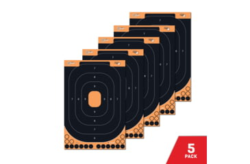 Image of EZ-Aim Splash Reactive Adhesive Paper Shooting Targets, Handgun Trainer, 12.5inW x 18.25inH, 5-Targets Per Pack, Black/Orange, 15501