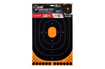 Image of EZ-Aim Splash Reactive Adhesive Paper Shooting Targets, Handgun Trainer, 12.5inW x 18.25inH, 5-Targets Per Pack, Black/Orange, 15501