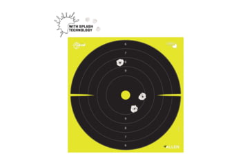 Image of EZ-Aim Splash Reactive Paper Shooting Targets, Bullseye, Peel Away Target Pad, 12.5in Square, 30-Pack, Black/Chartreuse, 15214-30
