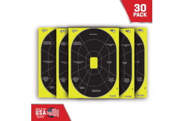 Image of EZ-Aim Splash Reactive Paper Shooting Targets, Handgun Trainer, Peel Away Target Pad, 12.5inW x 18.25inH, 30-Pack, Black/Chartreuse, 15220-30