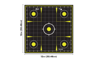 Image of EZ-Aim Splash Reactive Paper Shooting Targets, Sight-In Grid, Peel Away Target Pad, 12.5in Square, 30-Pack, Black/Chartreuse, 15211-30