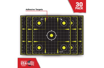 Image of EZ-Aim Splash Reactive Paper Shooting Targets, Sight-In Grid, Peel Away Target Pad, 12.5in Square, 30-Pack, Black/Chartreuse, 15211-30
