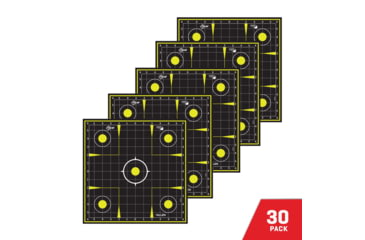Image of EZ-Aim Splash Reactive Paper Shooting Targets, Sight-In Grid, Peel Away Target Pad, 12.5in Square, 30-Pack, Black/Chartreuse, 15211-30