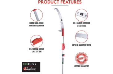 Image of EZ Kut Kamikaze 15' Extending Pole Saw, Red/Black, Large, 177 in, 3006