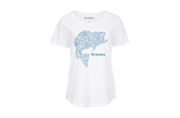 Image of Simms Fishing Products Floral Bass T-Shirts - Womens, White, XS, 13537-100-10
