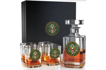 Image of Old Southern Brass U.S. Army Decanter Whiskey Glass Premium Gift Box, Gift 5 Piece Set, Clear, One Size, OSB-5PCSET-ARMY
