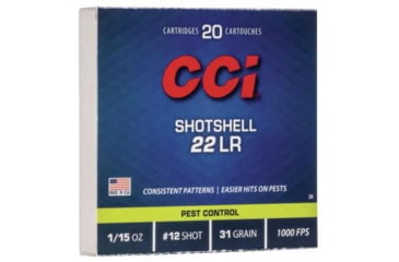 Image of CCI Ammunition CCI Rimfire Shotshell Ammunition .22 LR 1/15 oz #12 31 gr 1000 fps 2000/ct 100-20/ct Boxes 7F275250, CC0039C