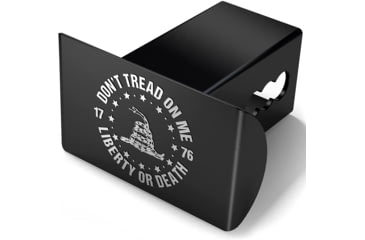 Image of Old Southern Brass Don't Tread On Me Gadsden Flag 2 Trailer Hitch Cover, Black/White, 2 inch, OSB-THC-DTOM