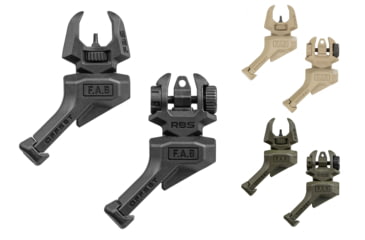 Image of FAB Defense Front And Rear Set of Offset Flip-Up Sights, Left Hand, Black, FDE, OD Green