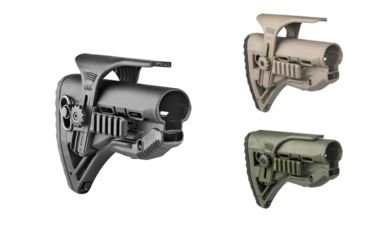 Image of FAB Defense GL-Shock with a GSPC Cheek Riser and GSPCP Picatinny Rail Adaptor, Black, Flat Dark Earth, OD Green