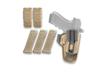 Image of FAB Defense Polymer IWB Hoster Kit, Glock 19, Right Hand, Flat Dark Earth, 16 Round Pistol Magazine, fx-glock19kitt
