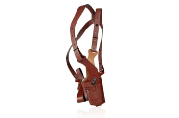 Image of Falco Holsters Leather Universal Vertical Shoulder Holster with Double Mag Pouch, 7529