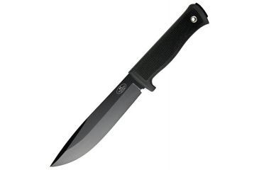 Image of Fallkniven A1, Kraton Handle, Black Blade, Plain, Leather Sheath FK-A1BL