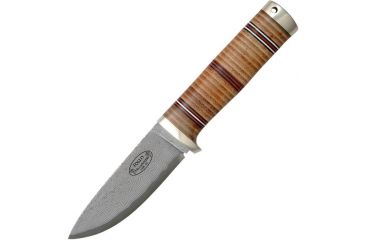 Image of Fallkniven NL5, Leather Handle, Damascus Blade, Plain, Leather Sheath FK-NL5CXL