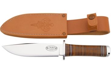 Image of Fallkniven No 3 Njord Fixed Blade Knife, 5.875in, Stainless Blade, Stacked Leather Handle FNNL3