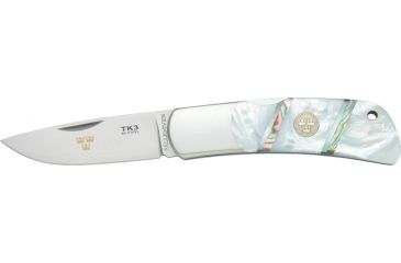Image of Fallkniven Tre Kronor de Luxe Folding Knife,Laminate Powder Steel Blade, Mother of Pearl Handle FNTK3MOP