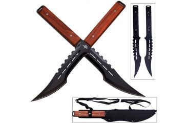 Image of Fantasy Master Fixed Blade, 20in, Stainless Steel Blade, Wood Overlay Full Tang Stainless Steel Handle FM-665-2