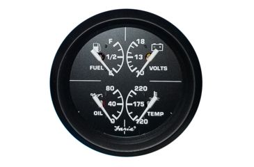 Image of Faria Beede Instruments 4" 4-in-1 Multifunction Gauge - Voltmeter 10-16 Fuel Level - Oil PSI 80 PSI - Water Temp 100-250F 71973