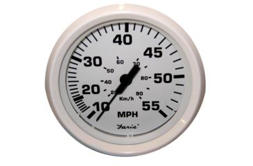 Image of Faria Beede Instruments Dress White 4" Speedometer - 55MPH Mechanical 54666